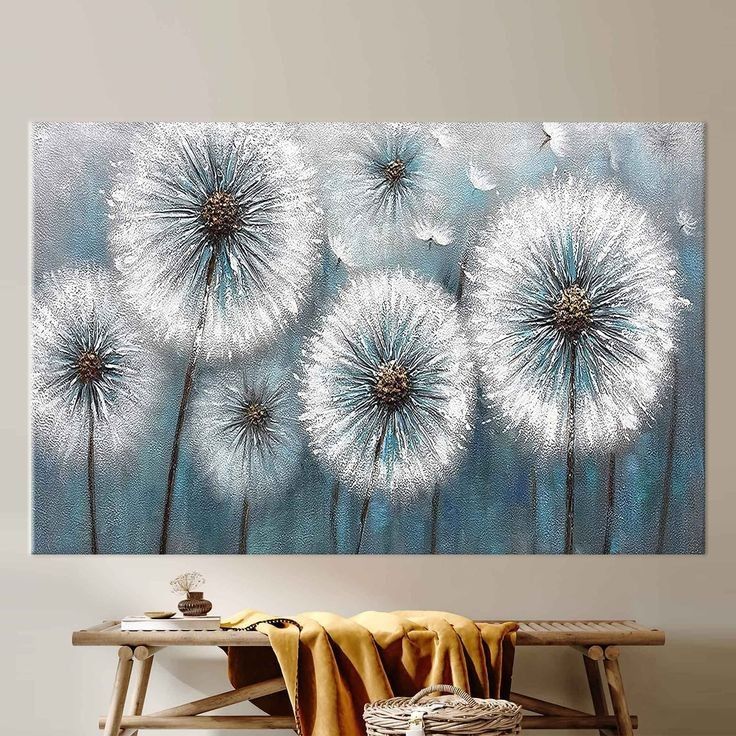 تابلو نقاشی رنگ روغن قاصدک نقش برجسته کار دست ۱۴۰*۹۰ کد ۹۱۱