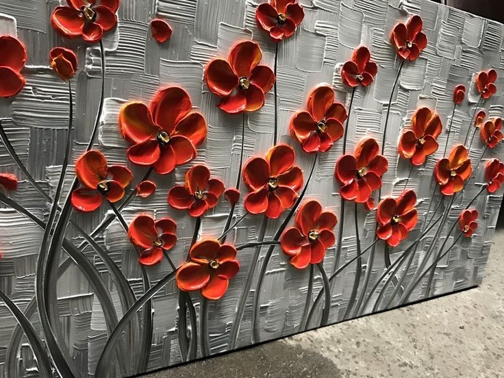 تابلو دکوراتیو نقش برجسته شقایق ۱۴۰*۷۰ کد ۹۱۲