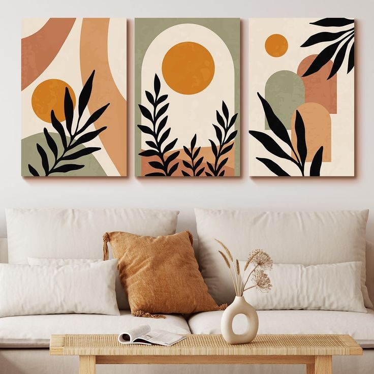 تابلو سه تیکه نقاشی مینیمال هنر دست کد ۰۲۶ ابعاد ۱۵۰*۷۰