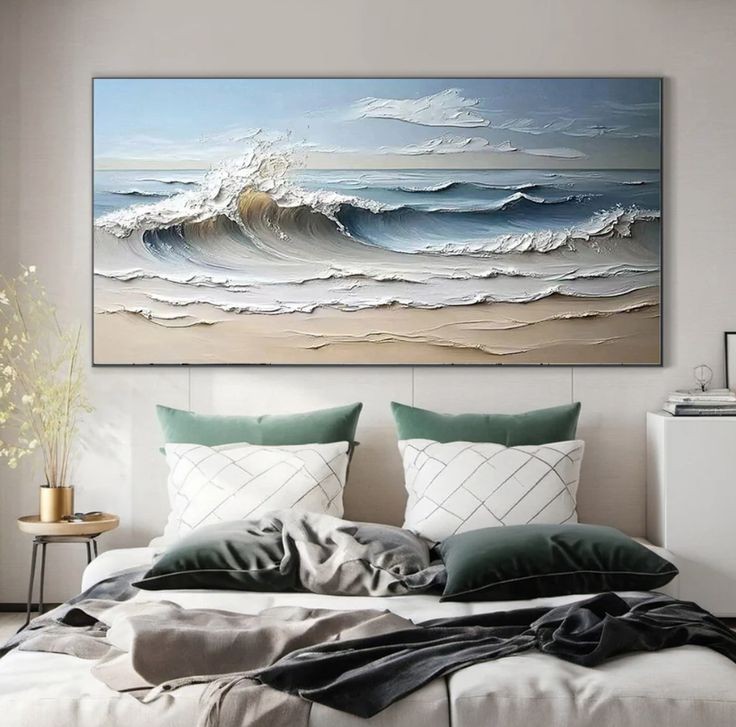 تابلو دکوراتیو نقش برجسته موج دریا هنر دست ۱۴۰*۷۰ کد ۹۳۷