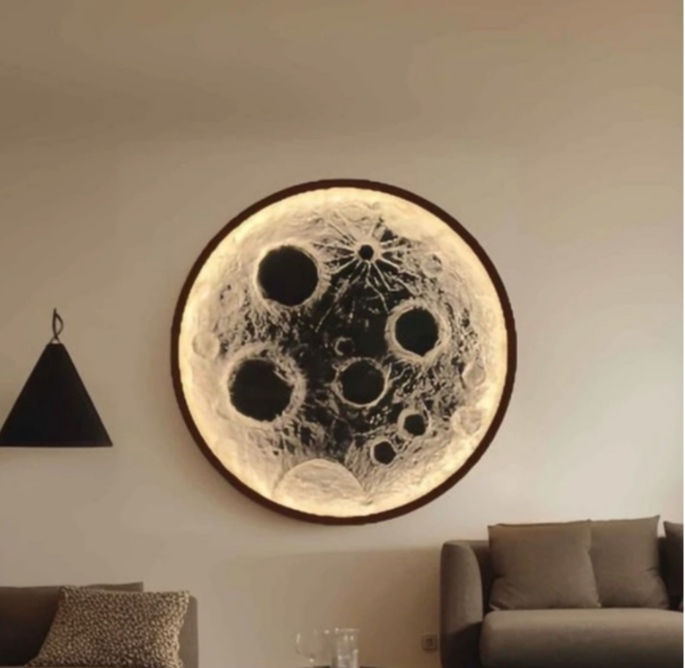 تابلو ماه چراغ دار هنر دست قطر ۴۰ کد ۹۰۱