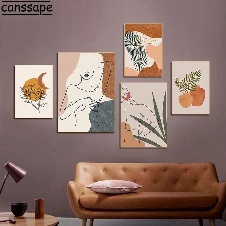 تابلو دکوراتیو پنج تیکه مینیمال هنر دست کد ۶۴۴۴