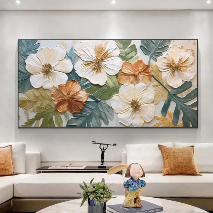 تابلو دکوراتیو گل نقش برجسته کار دست ۱۴۰*۷۰ کد ۱۸۱ ارسال رایگان💥