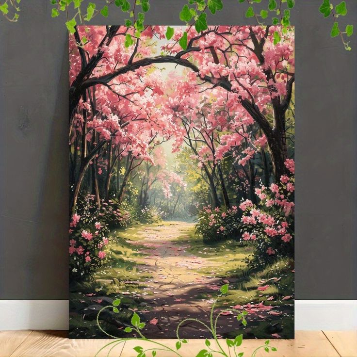 تابلو رنگ روغن باغ شکوفه هنر دست ۱۰۰*۷۰ کد ۹۹۰