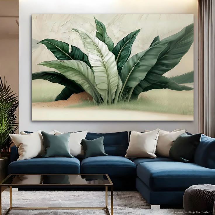 تابلو نقاشی رنگ روغن برگ موز ۱۳۰*۹۰ کد ۱۰۹۰