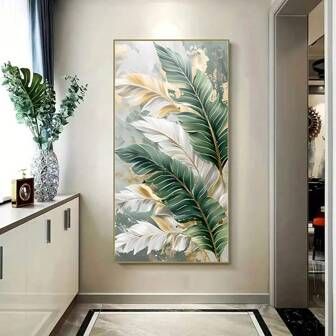 تابلو دکوراتیو نقش برجسته برگ موز هنر دست ابعاد ۱۲۰*۶۰ کد ۷۱۴