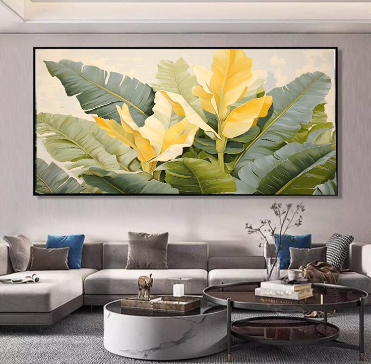 تابلو نقاشی رنگ روغن درخت موز کار دست ۱۴۰*۷۰ کد ۱۰۰