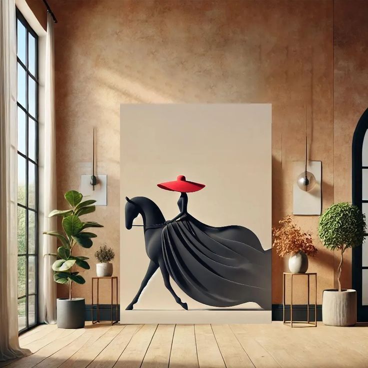 تابلو نقاشی رنگ روغن سوارکار هنر دست ۱۴۰*۱۰۰ کد ۵۹۹