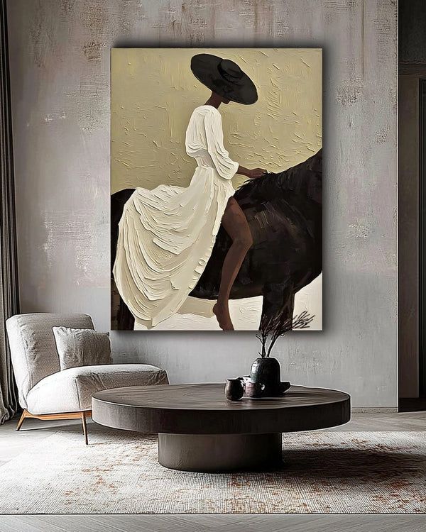 تابلو دکوراتیو نقش برجسته سوارکار هنر دست ۱۲۰*۸۰ کد ۵۹۵