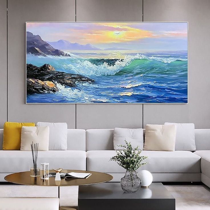 تابلو نقاشی رنگ روغن خروشان هنردست ۱۴۰*۷۰ کد ۶۵۵۴