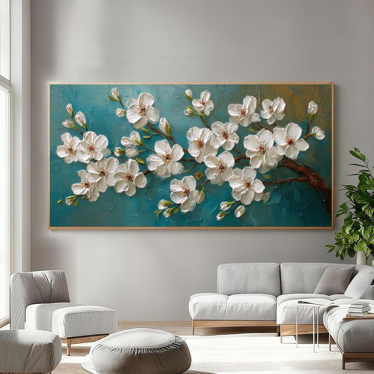 تابلو دکوراتیو نقش برجسته شکوفه هنر دست ۱۴۰*۷۰ کد ۱۴۴۴