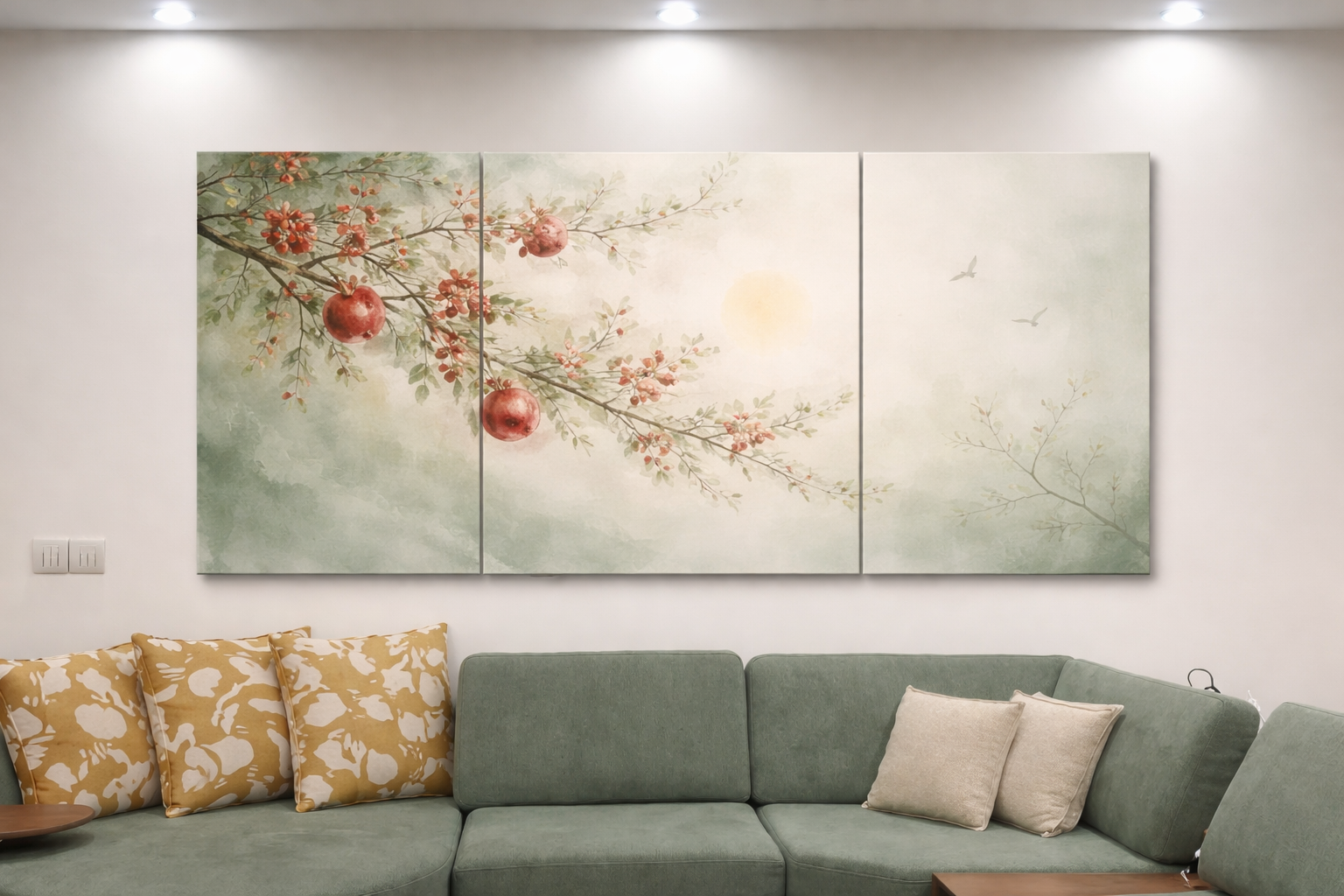 تابلو نقاشی رنگ روغن سه لت طبیعت مدرن انار ۲۱۰*۱۰۰ کد ۹۱۳۴ ارسال رایگان💥