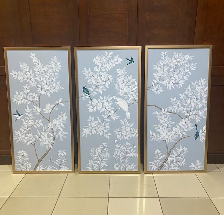 تابلو نقاشی رنگ روغن سه لت باغ پرنده ۱۸۰*۱۰۰ کد ۷۹۷۶۶