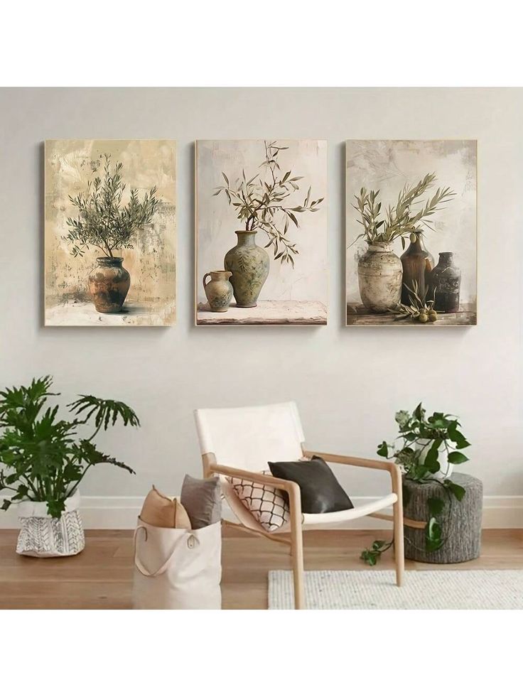 تابلو نقاشی رنگ روغن سه لت طبیعت مدرن ۱۵۰*۷۰ کد ۶۵۳۰